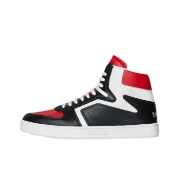 CELINE High Top Stylish Skateboarding Shoes Men's Black White Red