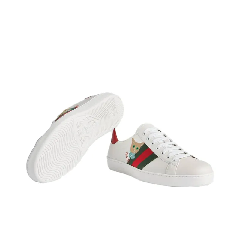 GUCCI Ace Cat Motif Low-top Sneakers-4