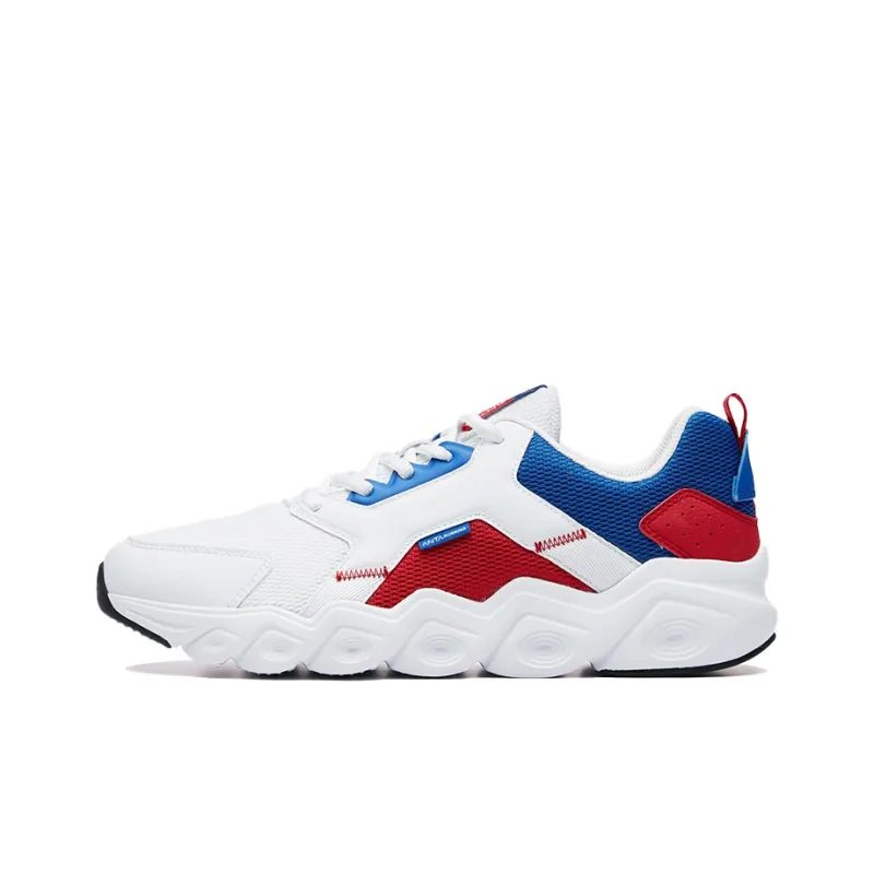 Anta Cushioned Slip-Resistant Abrasion-Resistant Breathable Low-Top Running Shoes Men's White Blue Red-0