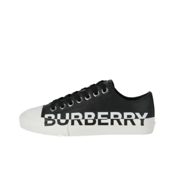 Burberry Logo Print Two Toned Sneakers 'Black Cotton White Sole' Women's
