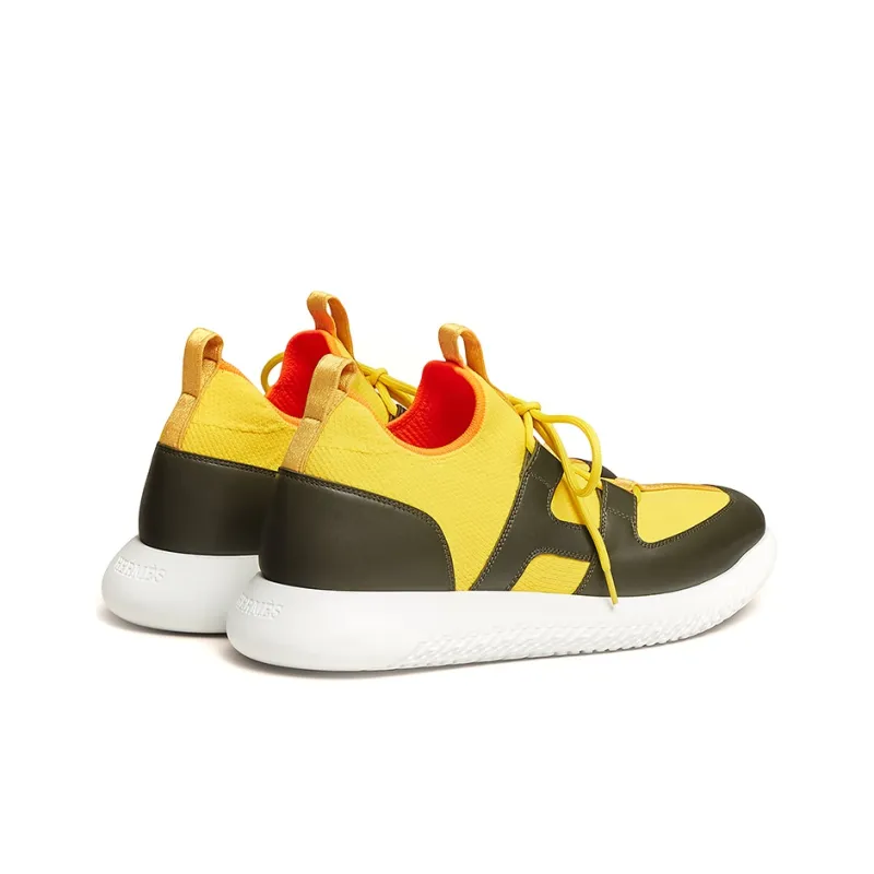 HERMES Duel Low Top Casual Shoes Men's Yellow-3