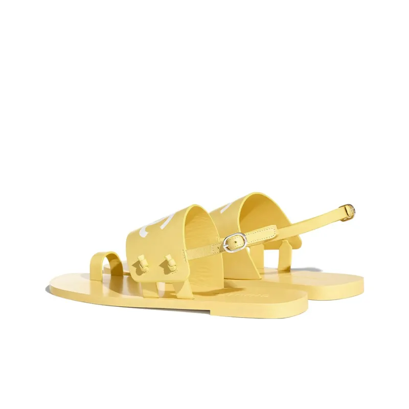 CHANEL One Strap Sandals Women's Yellow-4