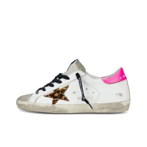 Golden Goose Super Star Skateboard Shoes Women's Low Top Leopard Print Pink Tail