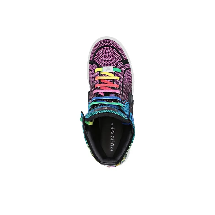 PHILIPP PLEIN Skateboard Shoes Women's High-Top Blue/Purple-3