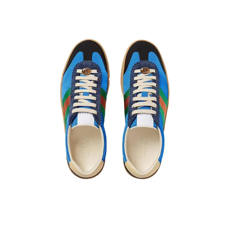GUCCI G74 Web Low Top Stylish Skateboarding Shoes Women's Blue Green-2