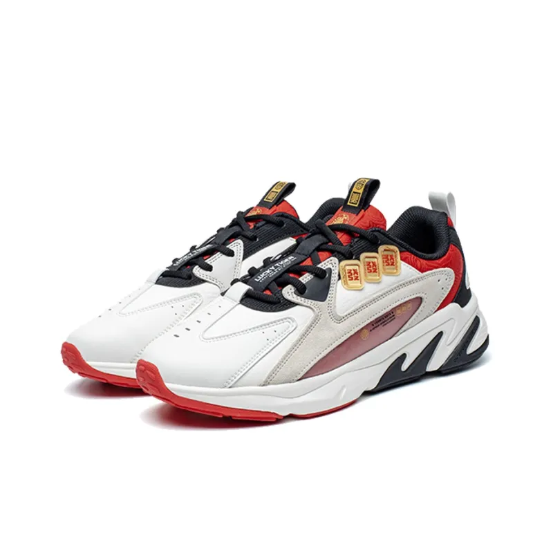XTEP Born To Be Bold Series Slip Resistant Cushioning Low Top Casual Shoes Men's White Red Gray-1