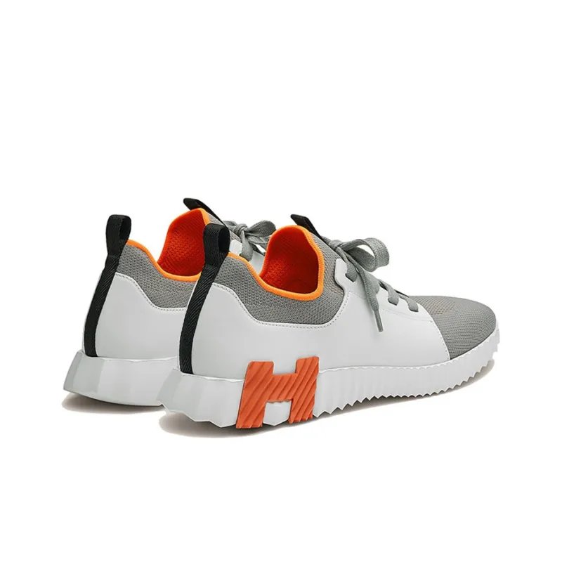 HERMES Depart Low Top Casual Shoes Men's Gray White Orange-3