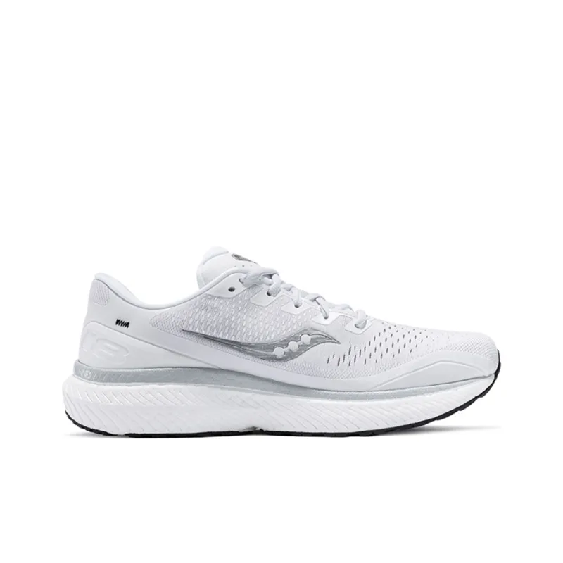 Saucony Triumph 18 Cushioning Anti Slip Wear Resistant Breathability Low Top Marathon Running Shoes Men's White Black-1