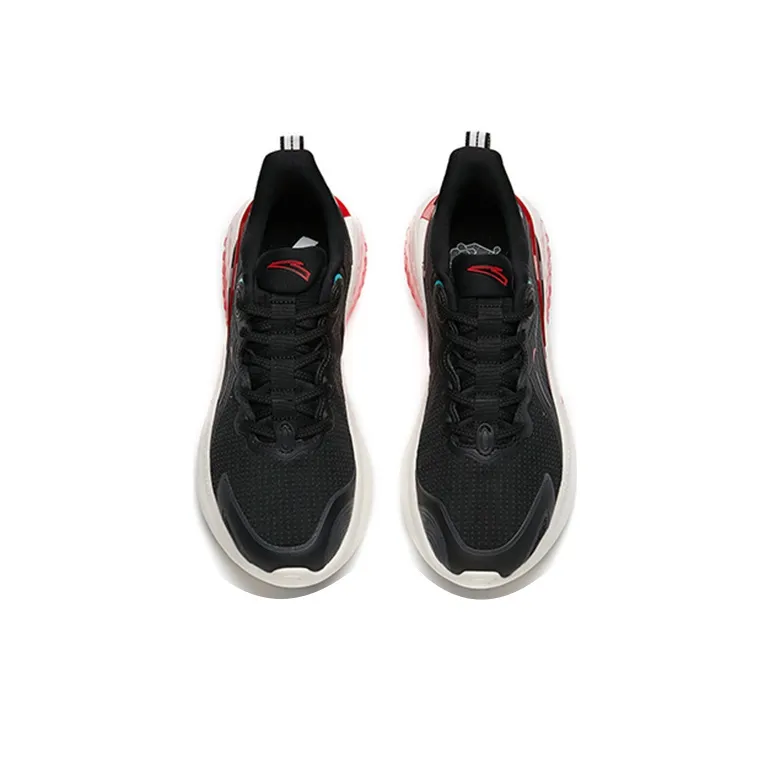 Anta Running Collection Cushioned Anti Slip Wear Resistant Breathable Lightweight Low Top Running Shoes Men's Black Red-3