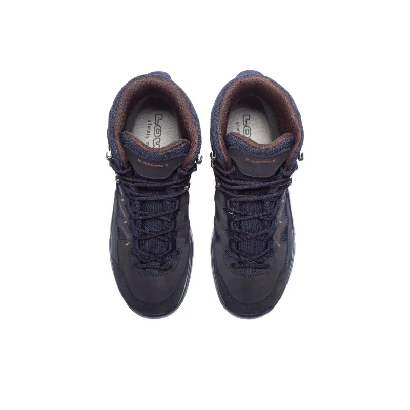 Lowa Sirkos Evo Gt Slip Resistant, Waterproof, And Breathable High Top Outdoor Shoes Unisex Navy Blue Brown-3