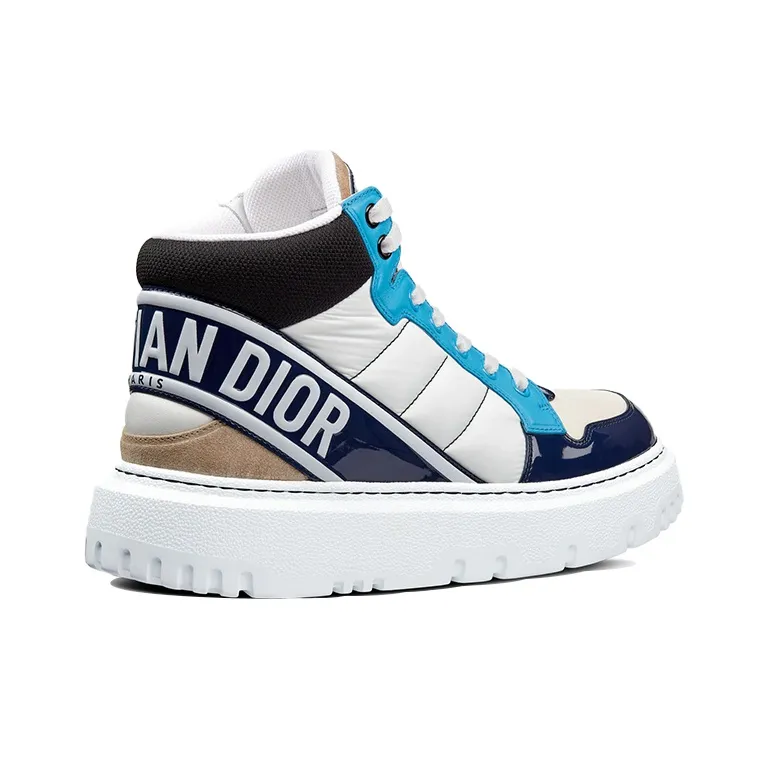 DIOR D Player Skateboard Shoes Women's High Top Blue/White-3