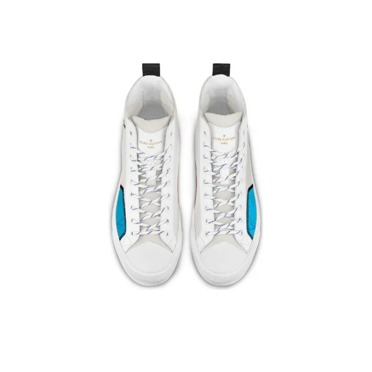 LOUIS VUITTON Tattoo Ankle Sneakers 'White Black With Blue Monogram'-3