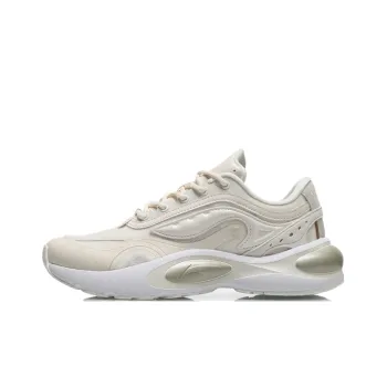 LiNing V8 Anti Slip Wear Resistant Low Top Running Shoes Women's Egg Cream Gray