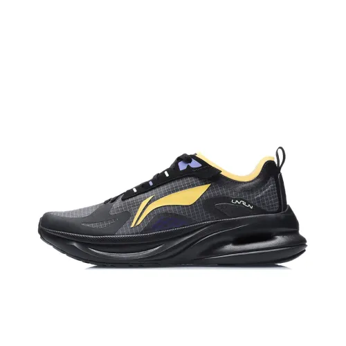 LiNing Support Shock Absorption Low Top Running Shoes Unisex Black Yellow
