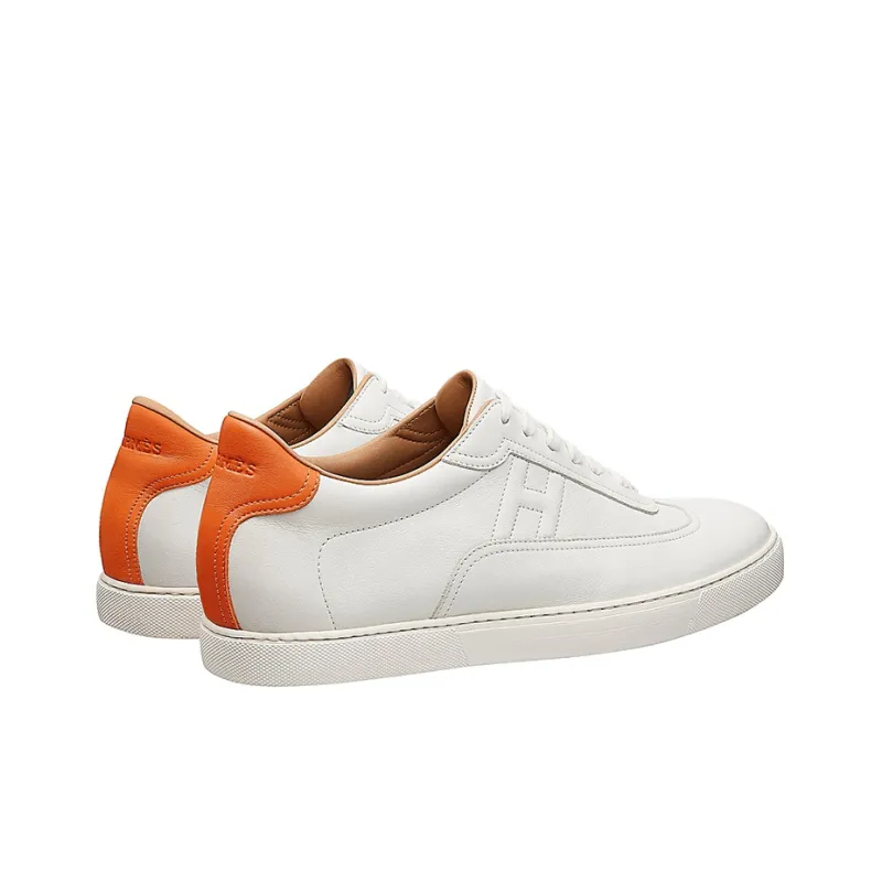 HERMES Quicker Low Top Stylish Skateboarding Shoes Men's White Orange-4