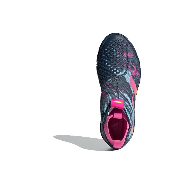 Adidas Stycon Laceless Hardcourt Cushioning Anti-Slip And Wear-Resistant Mid-Top Tennis Shoes Men's Marine Blue-4