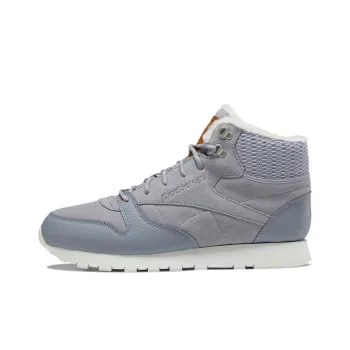 Reebok Classic Leather Running Shoes Women's Mid Top Concrete Gray