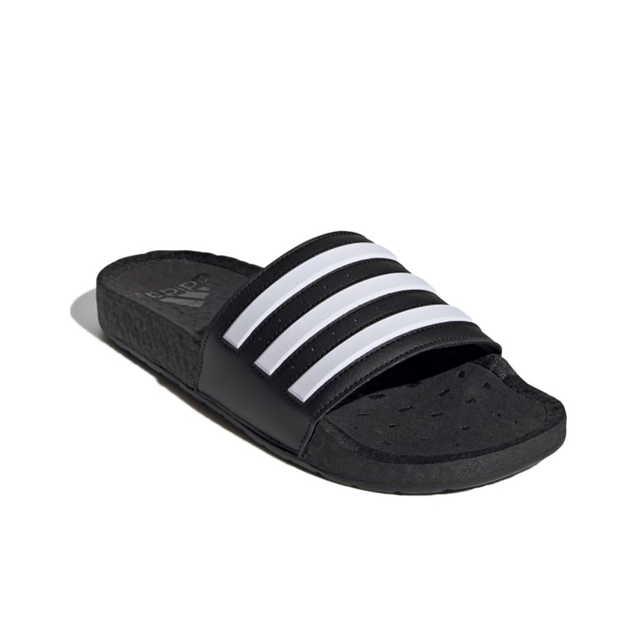 adidas Adilette Boost Slides Black White Stripes POIZON