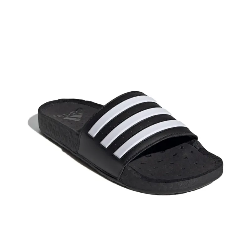 Adidas Adilette Boost Slides Black White Stripes-2