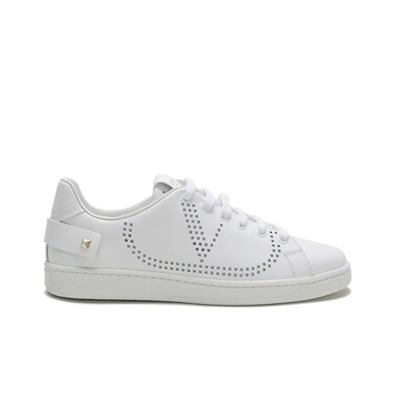 Valentino Open Low Top Skateboard Shoes Women's White-1