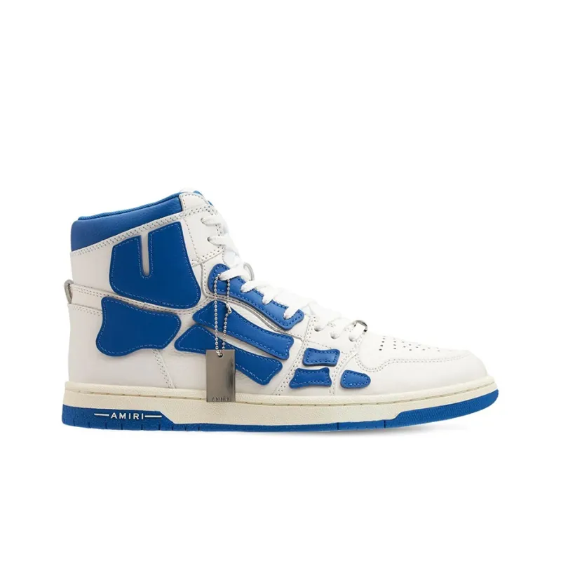 AMIRI Skel Top Hi Bone Shoes Stylish Skateboarding Shoes Men's White Blue-1