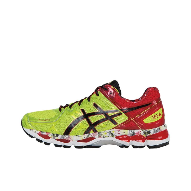Asics Gel-Kayano 21 Wear-Resistant Low-Top Running Shoes Men's Yellow Red Multicolor-0