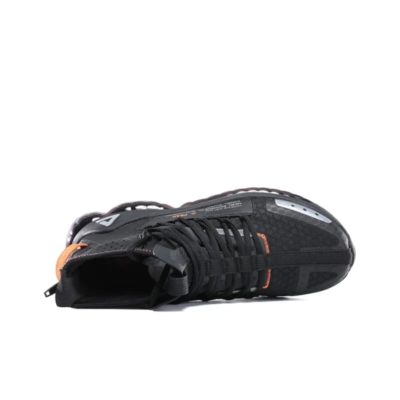 PEAK Air Cushion Cushioning Cushioning Anti Slip Wear Resistant Breathability High Top Running Shoes Men's Black Orange-3