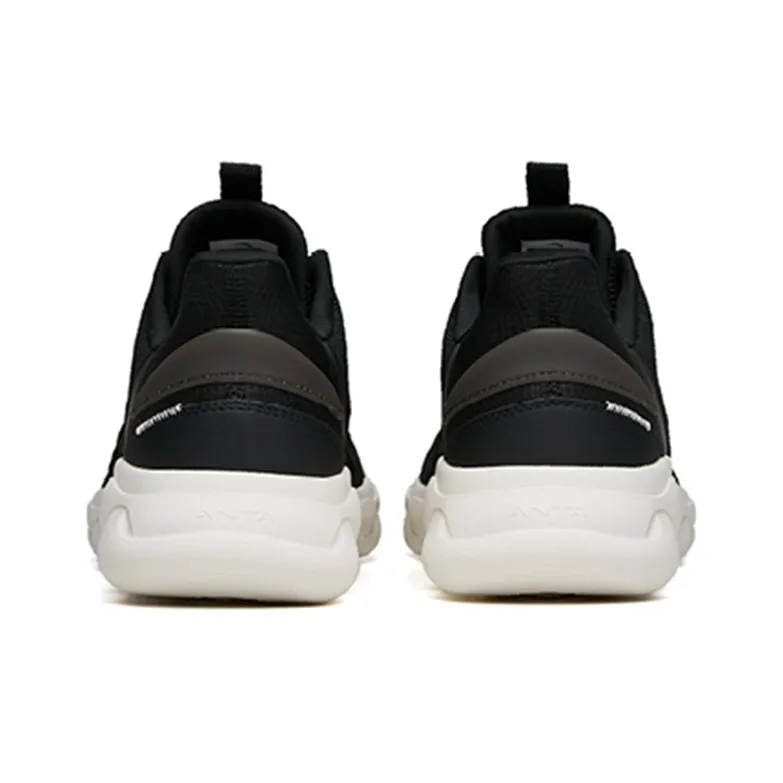 Anta Sheepskin Cushioning, Slip Resistant, Abrasion Resistant, Breathable Low Top Running Shoes Men's Black-3