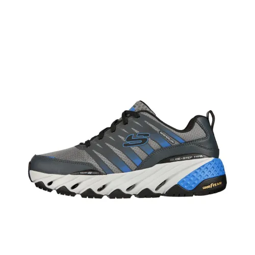 Skechers Glide Step Outdoor Peep-Toe shoes Men Low-Top Gray/Blue