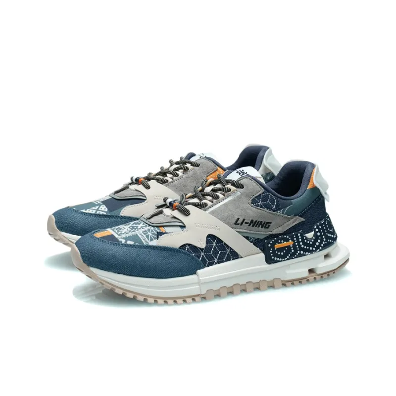 LiNing Cushioned Anti-Slip Wear-Resistant Breathable Lightweight Low-Top Running Shoes Men's Deep Prussian Blue-2