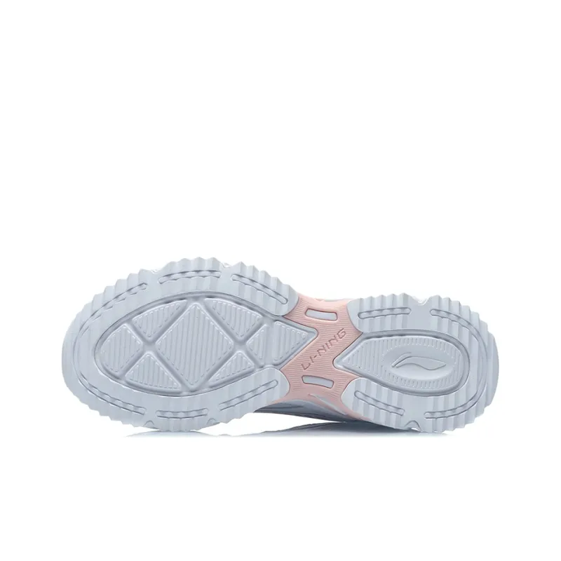 LiNing Cushioned Anti Slip Wear Resistant Breathable Lightweight Low Top Sprint Running Shoes Women's White-4