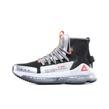 PEAK Cushioning Anti Slip Wear Resistant Breathability High Top Running Shoes Men's Silver Black