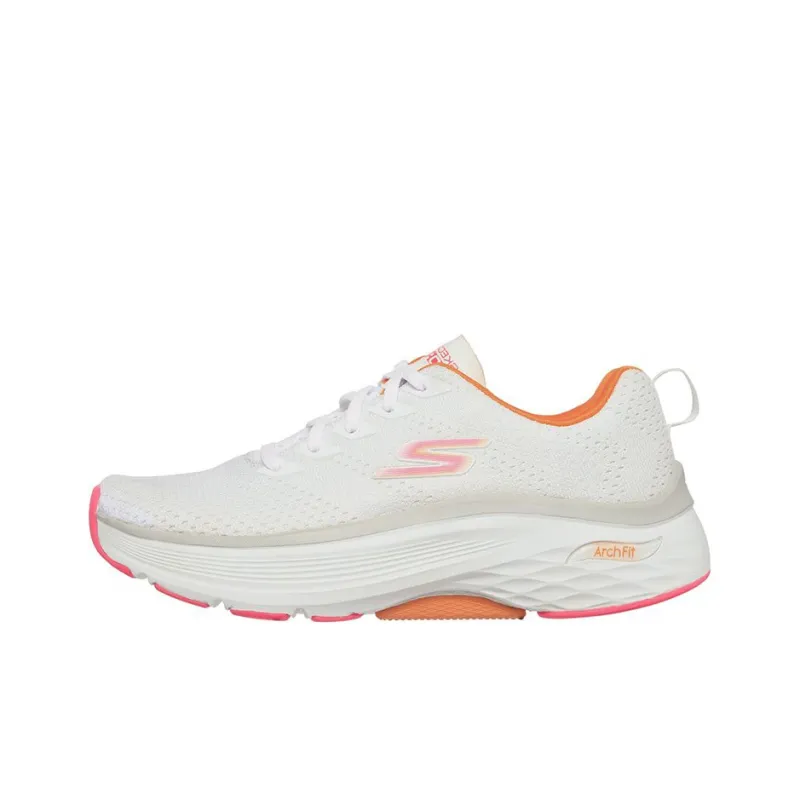Skechers Max Cushioning Arch Fit Low-Top Casual Shoes Women's White Orange-0