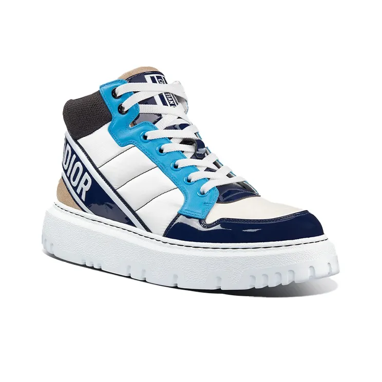 DIOR D Player Skateboard Shoes Women's High Top Blue/White-2