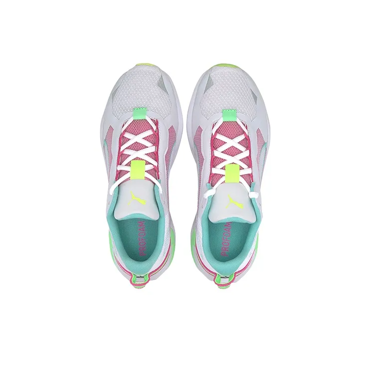 PUMA Minima Cushioned Slip-Resistant Lightweight Low-Top Running Shoes Women's White Pink Green-1