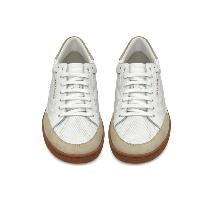 SAINT LAURENT SL10 Court Leather White Grey-3