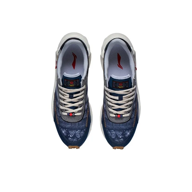LiNing Square Cushioning Anti-Slip And Wear-Resistant Low-Top Running Shoes Blue-3