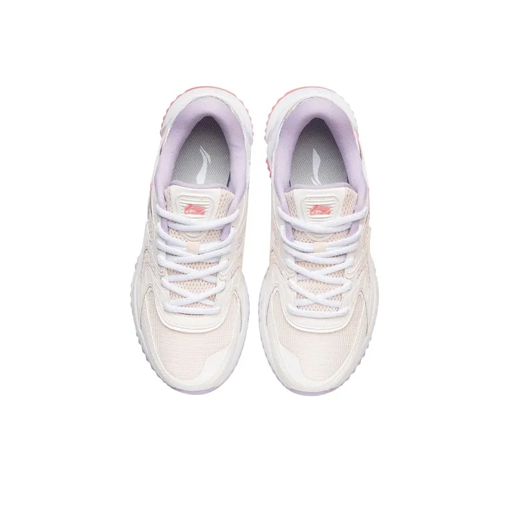 LiNing Cushioning Anti Slip And Wear Resistant Low Top Running Shoes Women's Pink White Blue-3