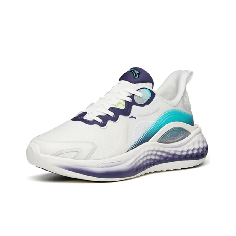Anta Running Collection Cushioning Anti Slip Wear Resistant Breathability Low Top Running Shoes Men's White Purple-2