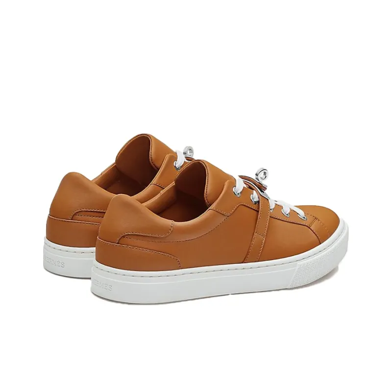 HERMES Day Sneakers Low Top Stylish Skateboarding Shoes Women's Brown-4
