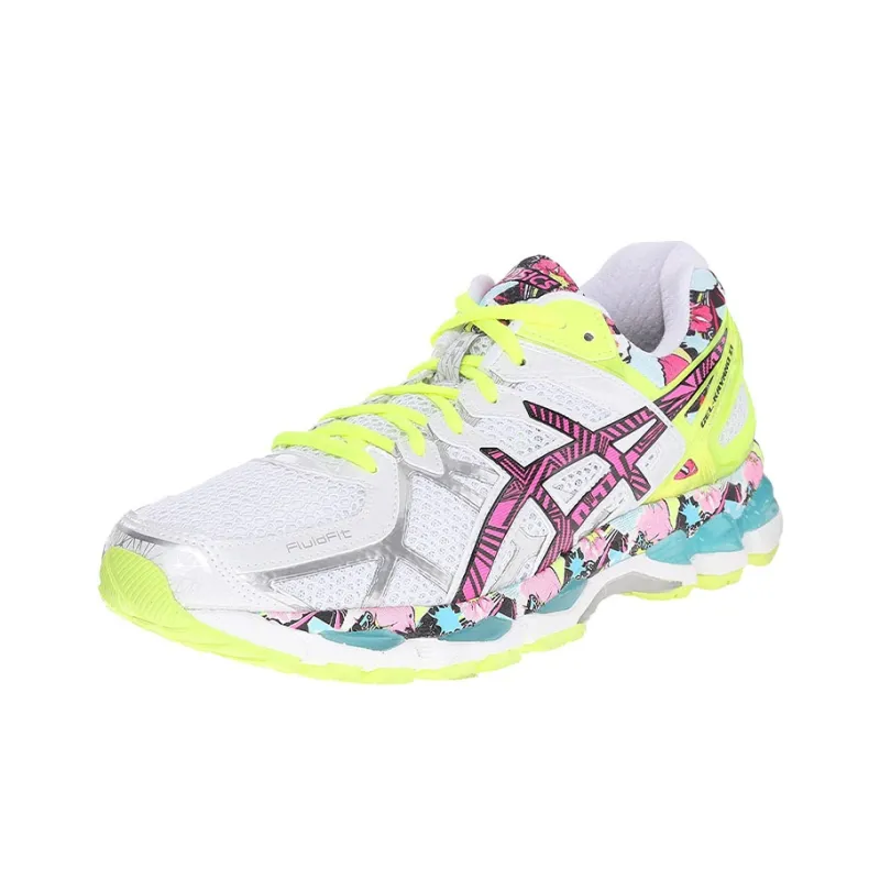 Asics Gel-Kayano 21 Wear-Resistant Low-Top Running Shoes Women's White Yellow-2