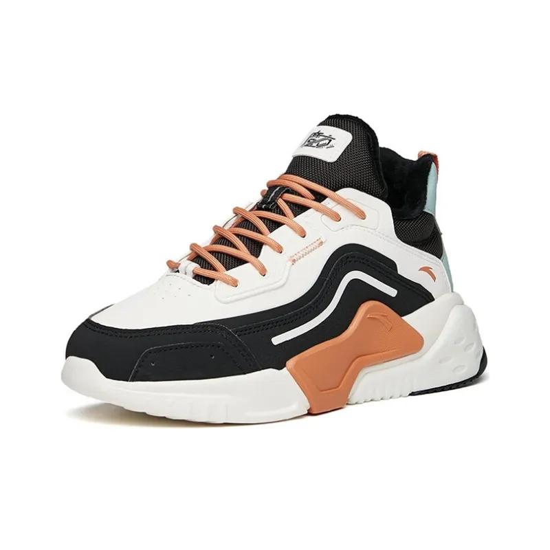 ANTA Leather Fleeced Running Shoes 'White Orange Black' Women's-1