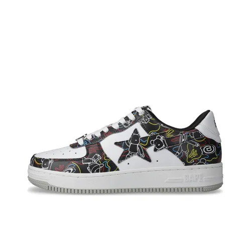 Medicom Toy X A BATHING APE STA Skateboard Shoes Women's Low-Top Black/White