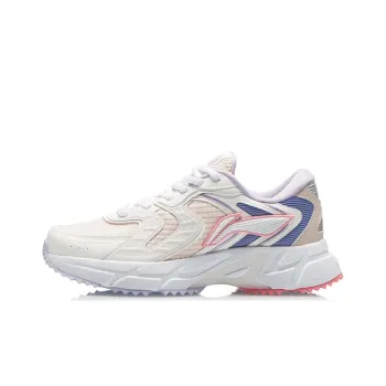 LiNing Cushioning Anti Slip And Wear Resistant Low Top Running Shoes Women's Pink White Blue