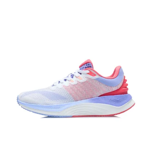 LINING YueYing Running Shoes Women's Low-Top Standard White/Bright Orange Red/Light Iris Purple