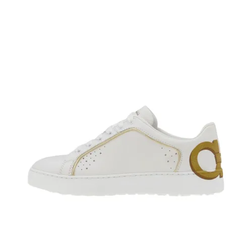 Ferragamo Gancini Skateboard Shoes Women's Low-Top White