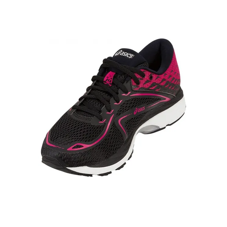 Asics Gel-Cumulus Durable Breathable Low-Top Running Shoes Women's Black Rose Red-3