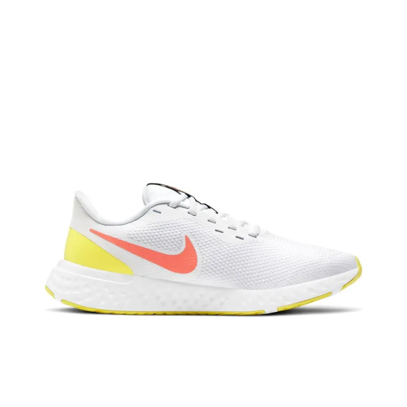 Nike REVOLUTION 5 Cushioning Anti Slip Wear Resistant Breathability Low Top Running Shoes Women's White Pink Yellow-1