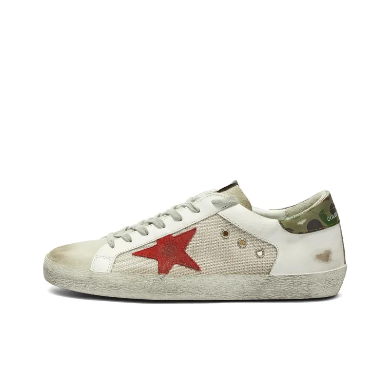 Golden Goose Super Star Stylish Skateboarding Shoes Men's White Green Red-0
