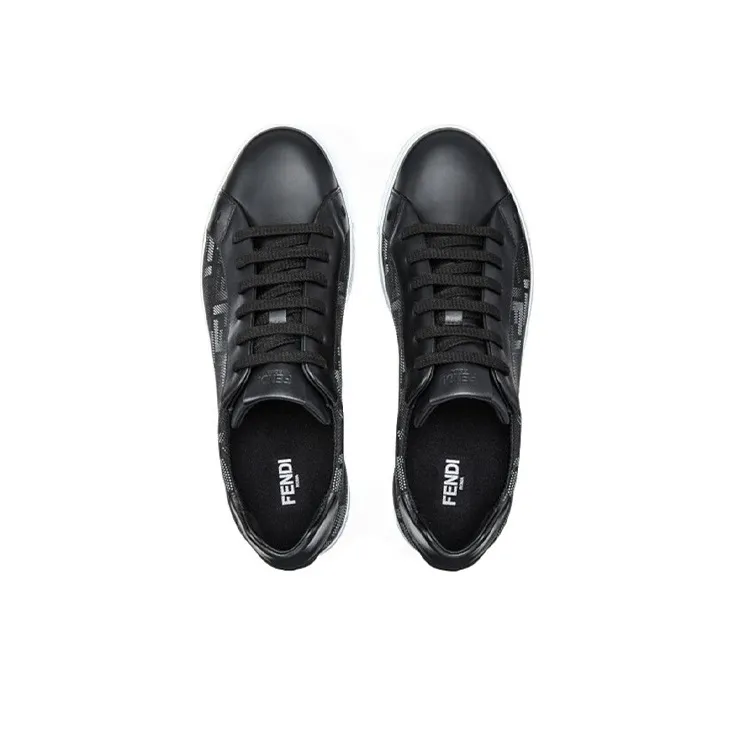 FENDI Monogram Stylish Skateboarding Shoes Men's Black-2